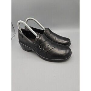 Clarks Bendables Shoe Women's 7M Black Leather Slip On Comfort Low Heel